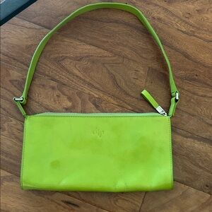 Monsac Lime Green Genuine Leather Mini Shoulder Purse